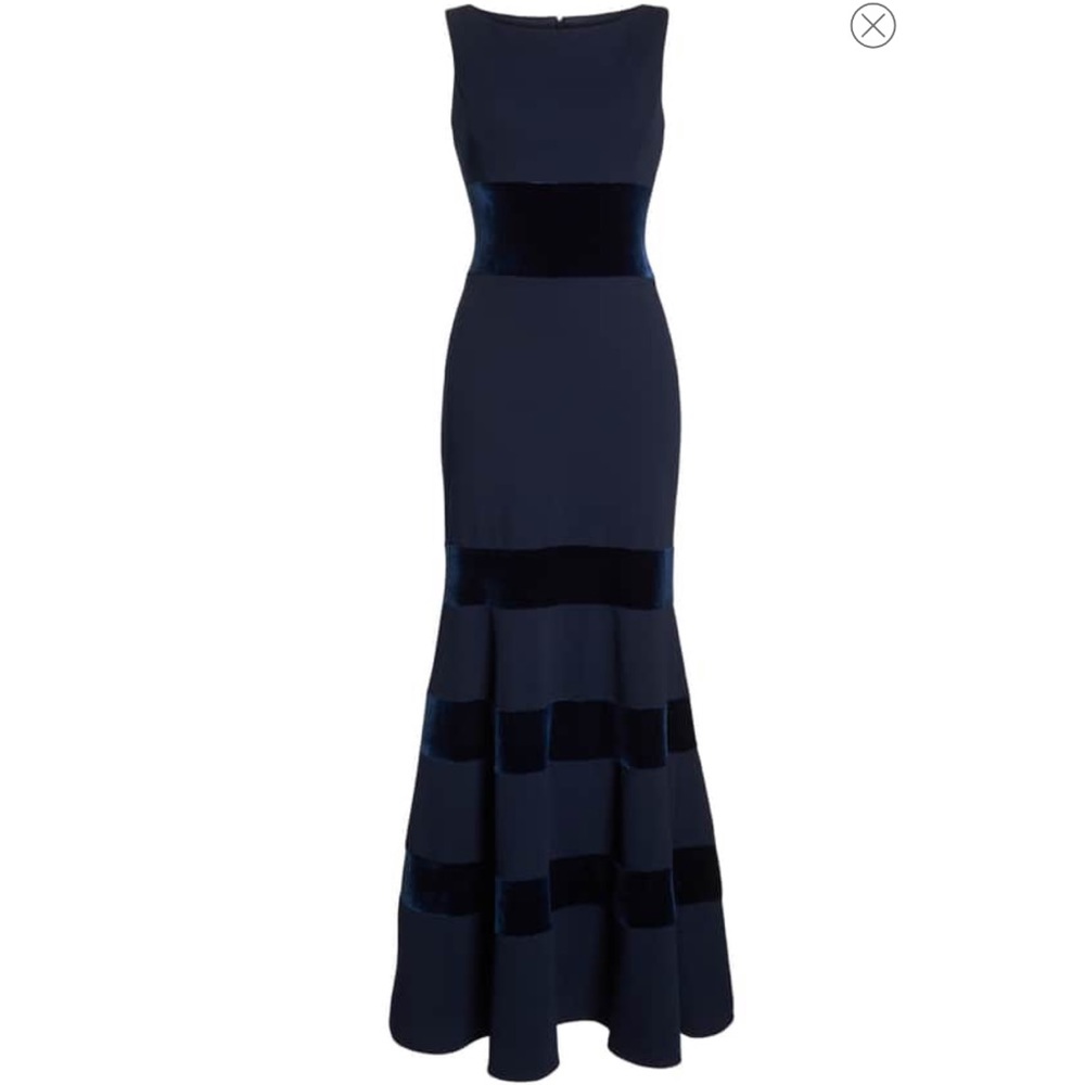 Vince Camuto velvet & scuba crepe mermaid gown 2